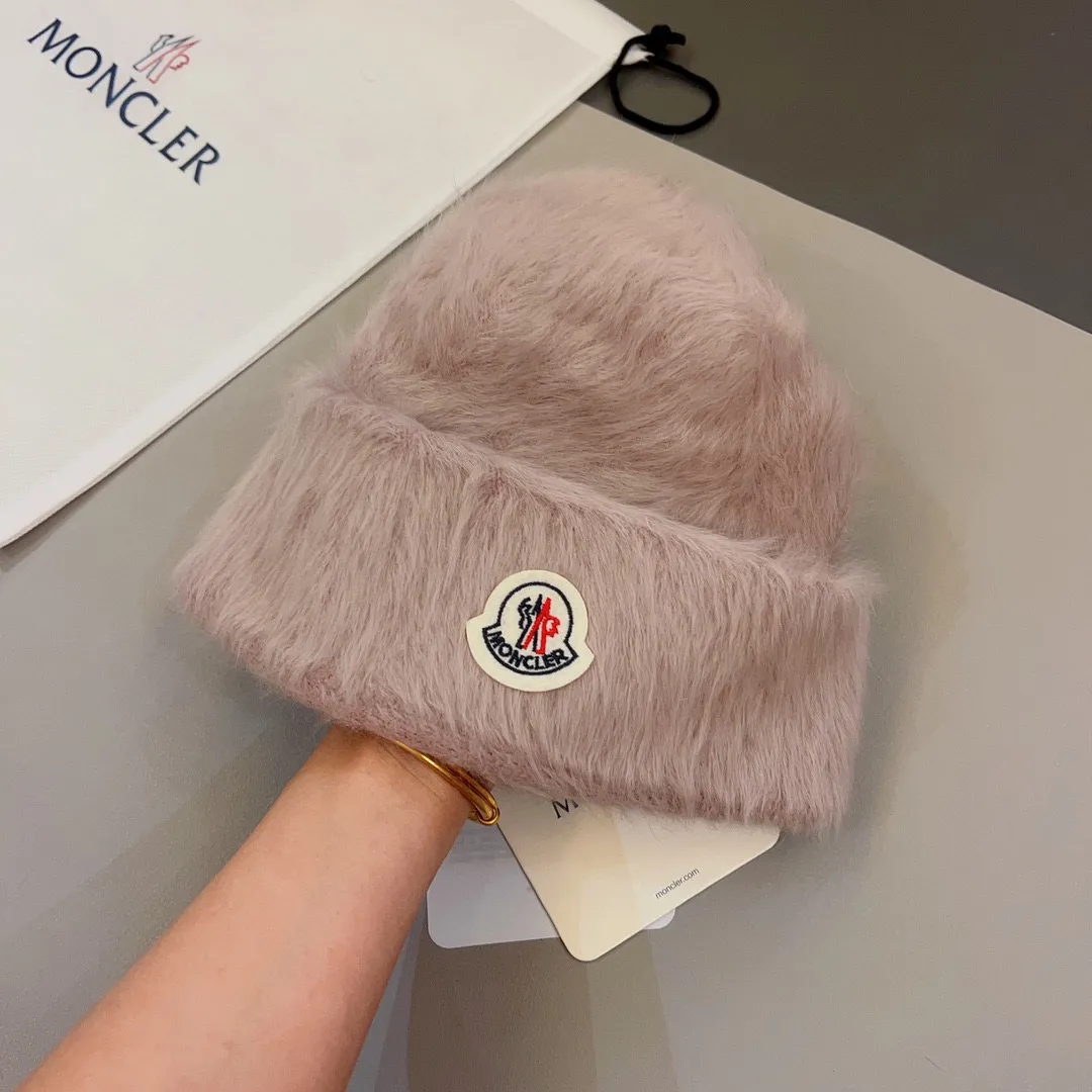 p60 Moncler✔️Autumn and winter rabbit fur knitted hat, candy-colored mink velvet cold hat🧶