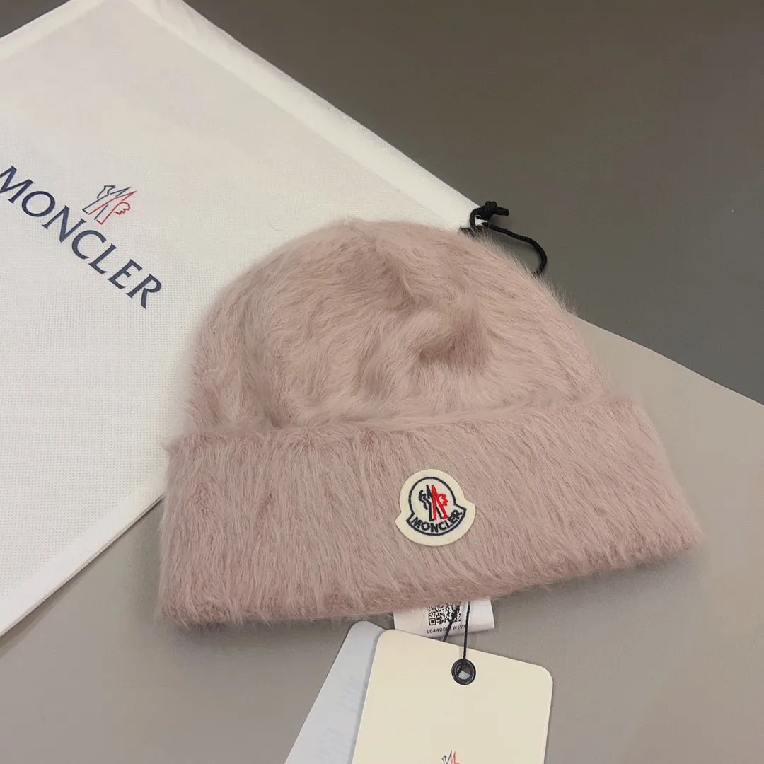 p60 Moncler✔️Autumn and winter rabbit fur knitted hat, candy-colored mink velvet cold hat🧶