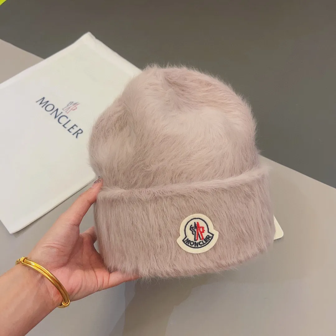 p60 Moncler✔️Autumn and winter rabbit fur knitted hat, candy-colored mink velvet cold hat🧶