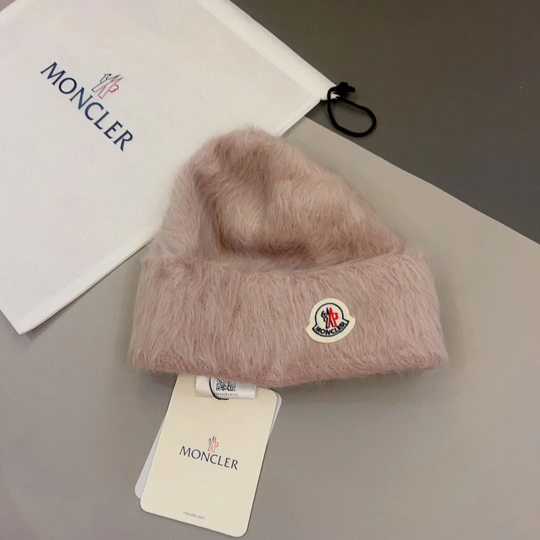 p60 Moncler✔️Autumn and winter rabbit fur knitted hat, candy-colored mink velvet cold hat🧶