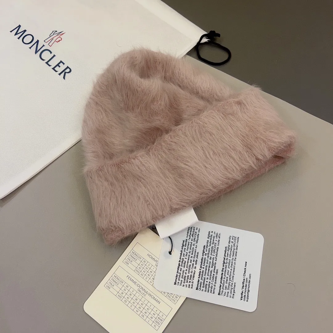 p60 Moncler✔️Autumn and winter rabbit fur knitted hat, candy-colored mink velvet cold hat🧶