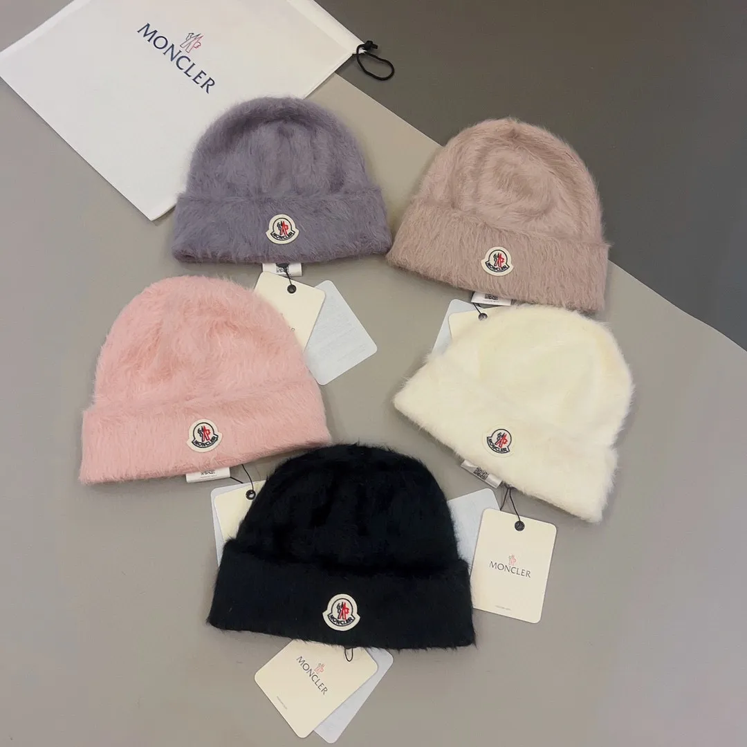 p60 Moncler✔️Autumn and winter rabbit fur knitted hat, candy-colored mink velvet cold hat🧶