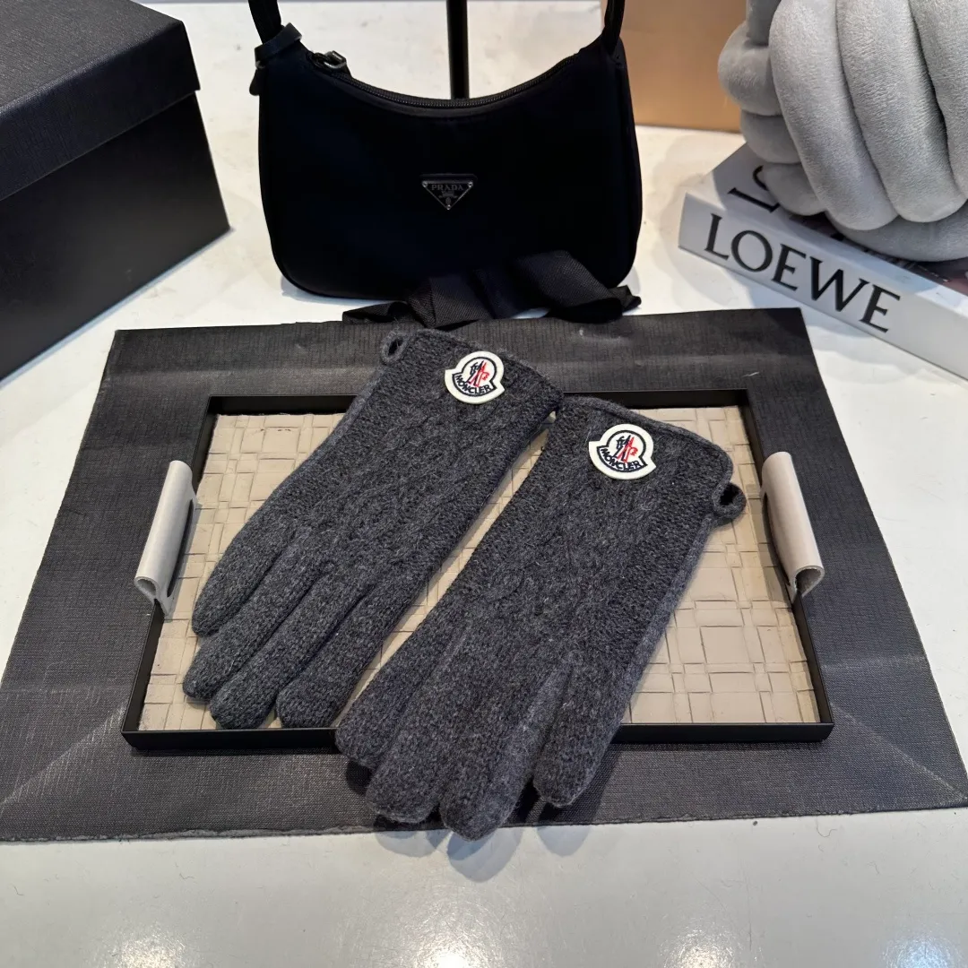 P60 Moncler Twist Wool Gloves Women's Winter Thickened Touch Screen Cycling Bike Protection from Cold and Warmth