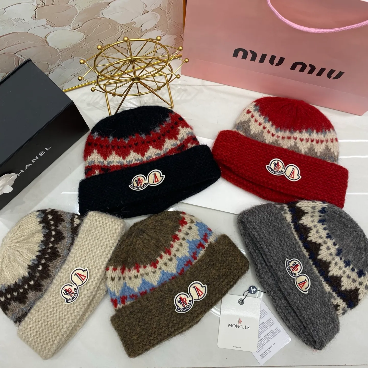 MONCLER jacquard knit hat