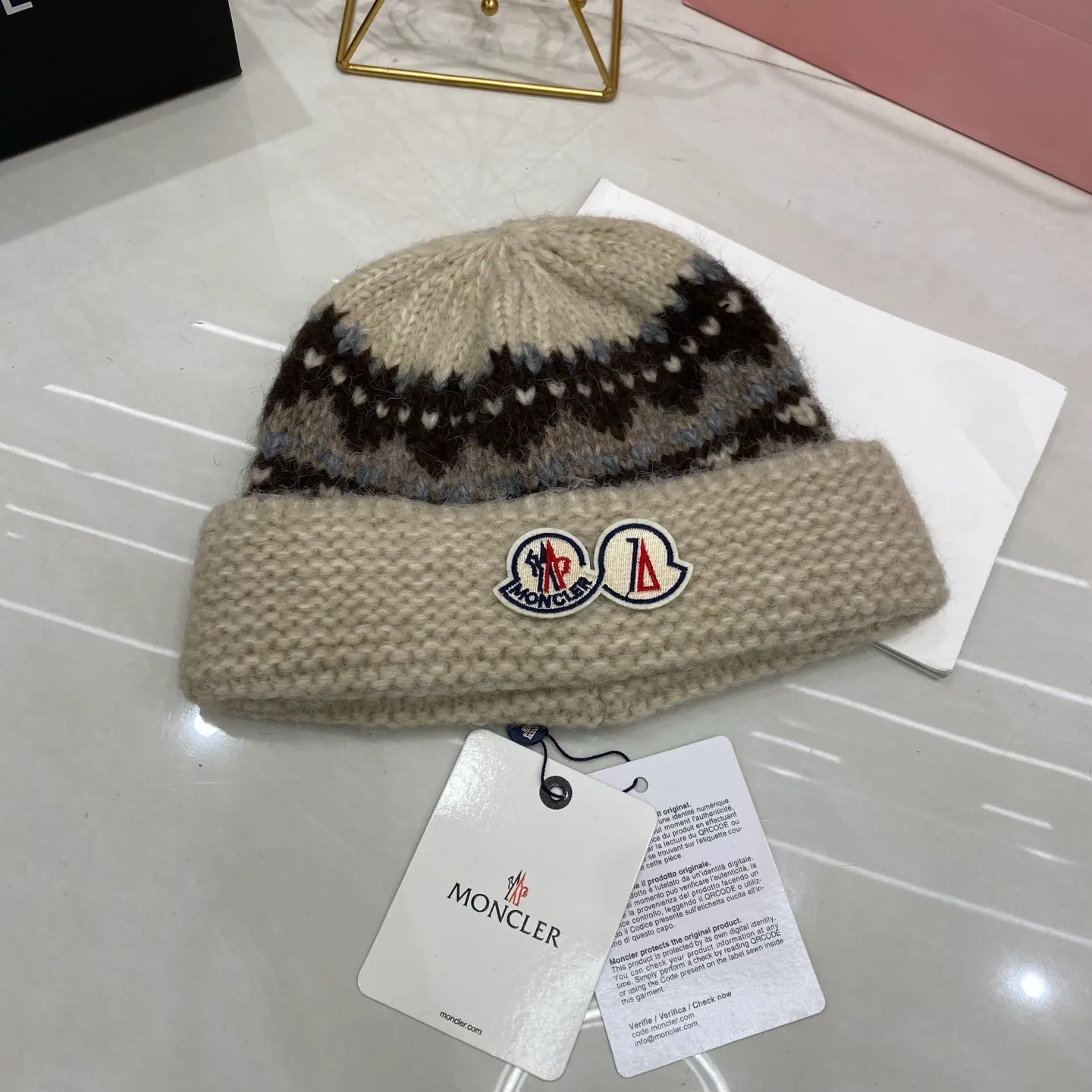 MONCLER jacquard knit hat