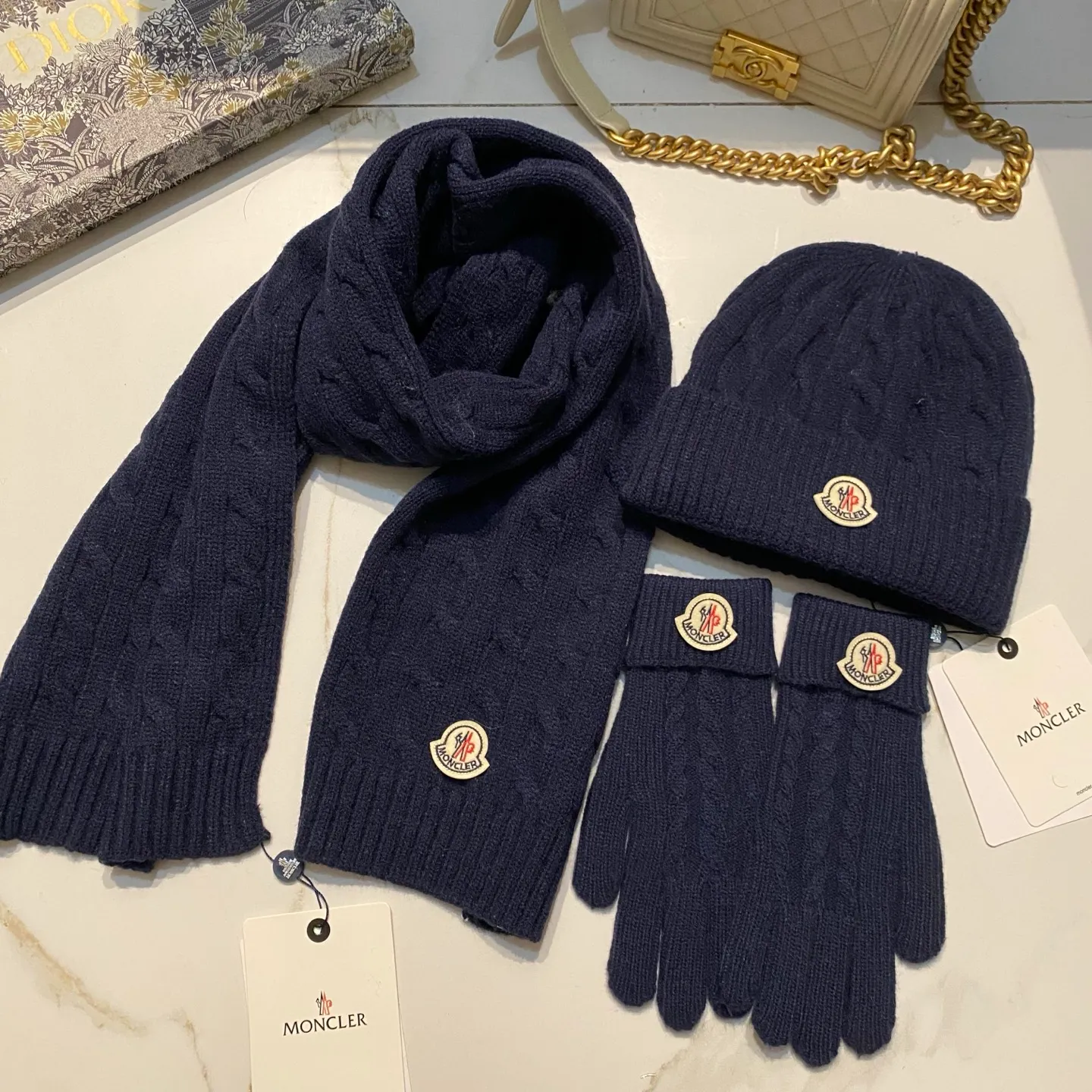 Moncler Mouth Covered Cashmere Three Piece Set