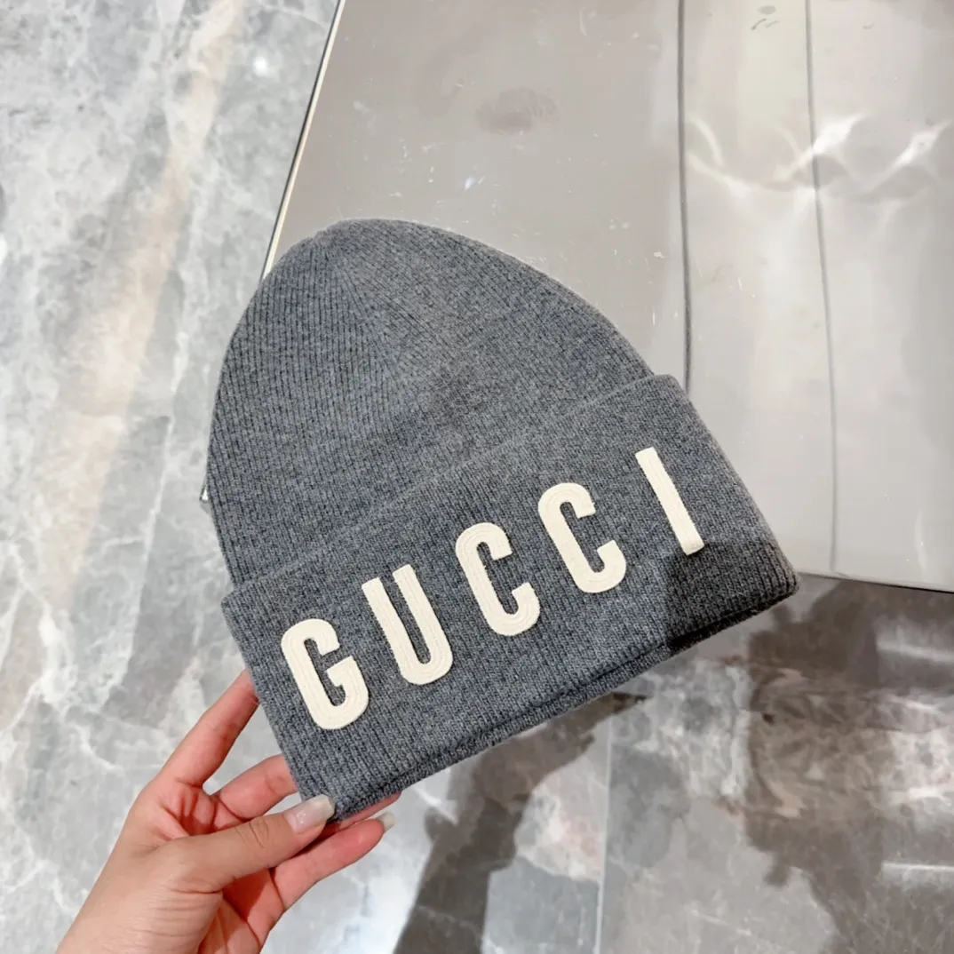 p90 GUCCI 2024 autumn and winter new embroidered woolen hat, knitted hat for men and women, 100% wool🦙
