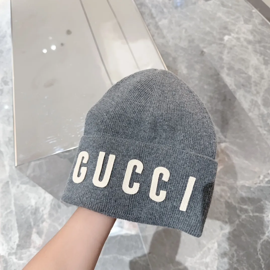 p90 GUCCI 2024 autumn and winter new embroidered woolen hat, knitted hat for men and women, 100% wool🦙