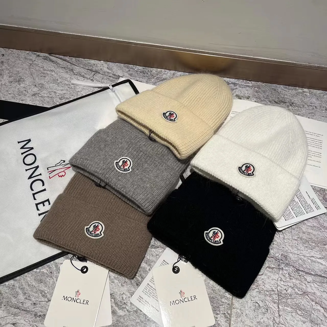 MONCLER rabbit fur knitted hat