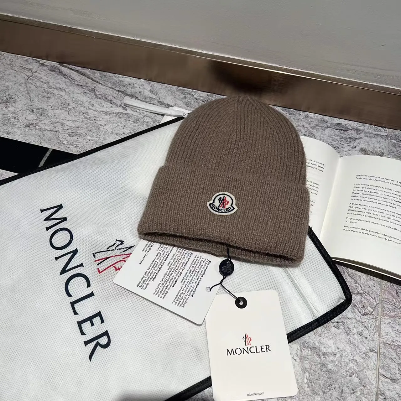 MONCLER rabbit fur knitted hat