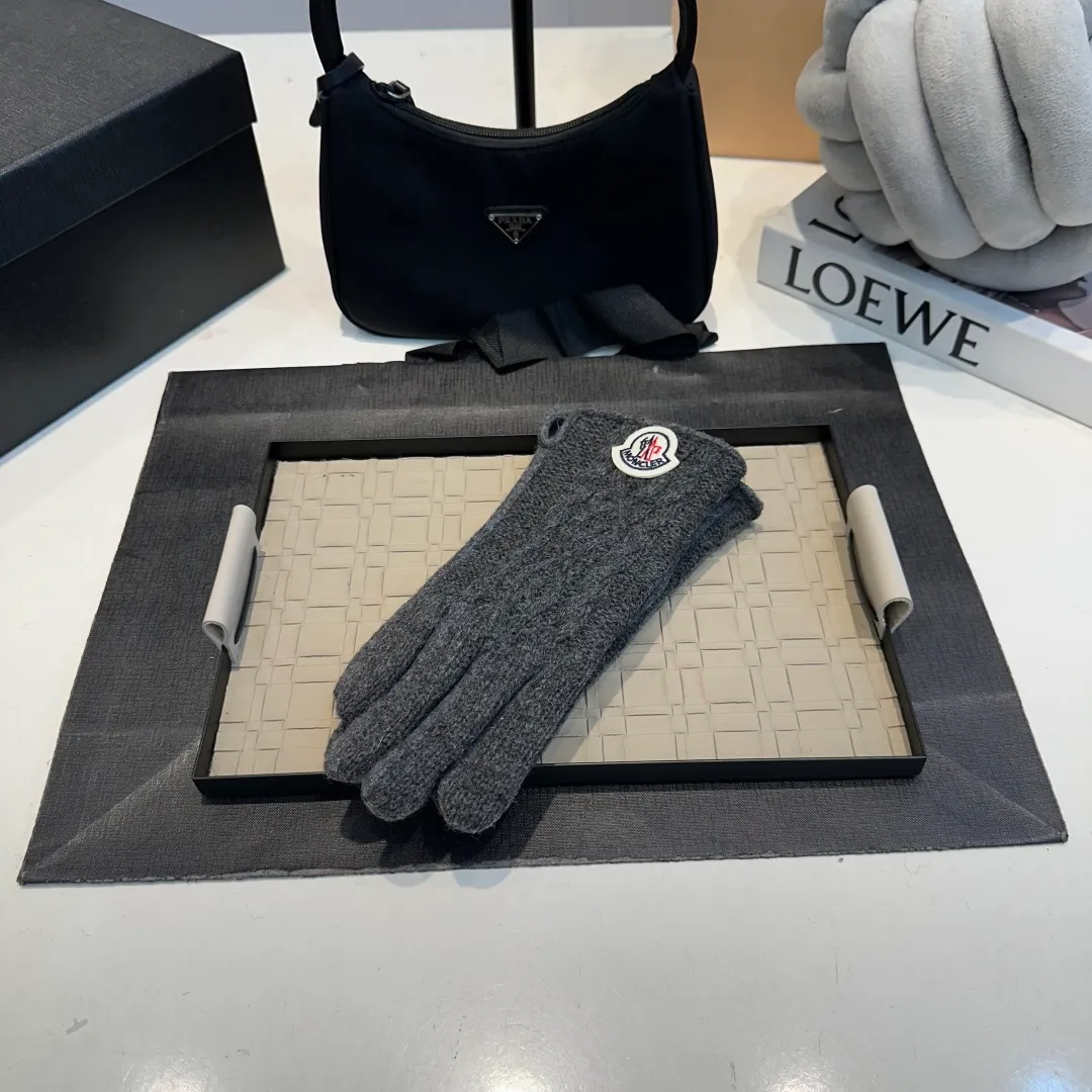 P60 Moncler Twist Wool Gloves Women's Winter Thickened Touch Screen Cycling Bike Protection from Cold and Warmth