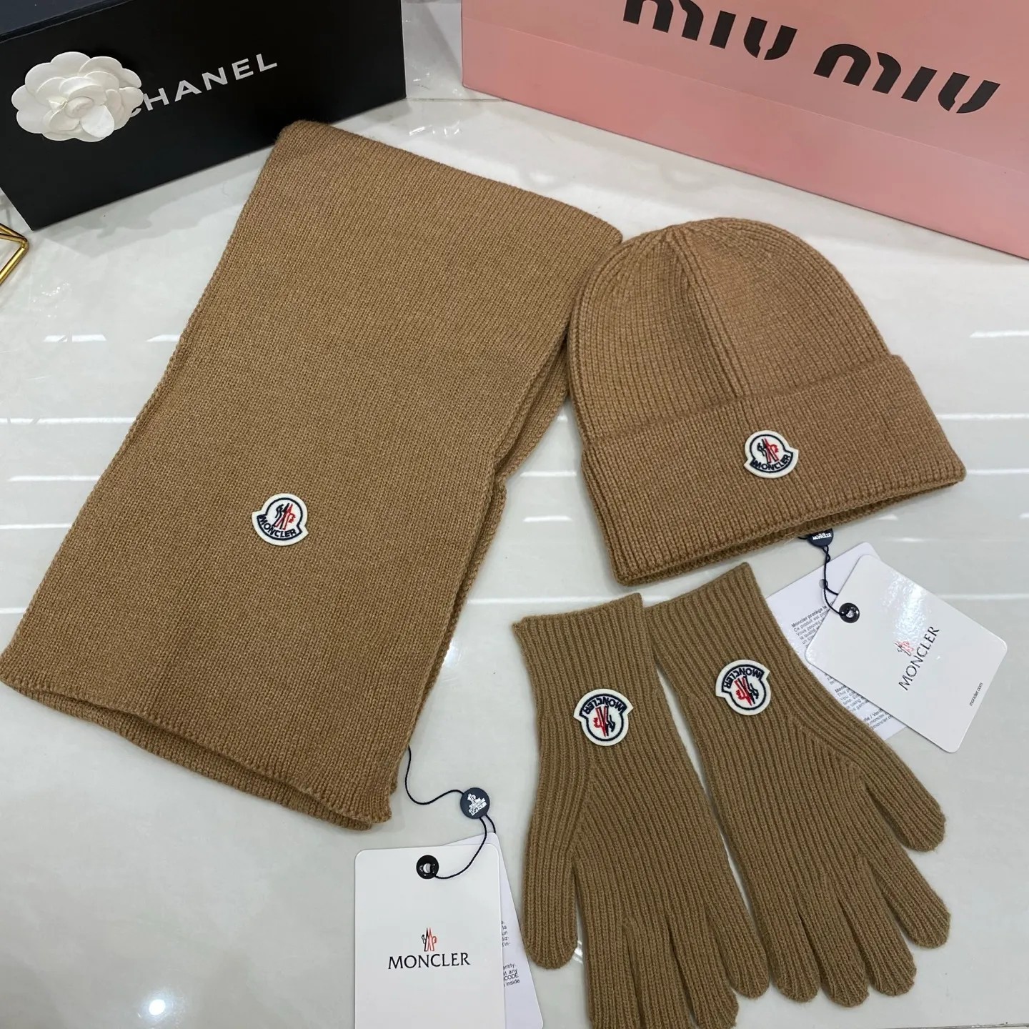 Moncler three-piece set cashmere knitted hat+scarf🧣+gloves🧤