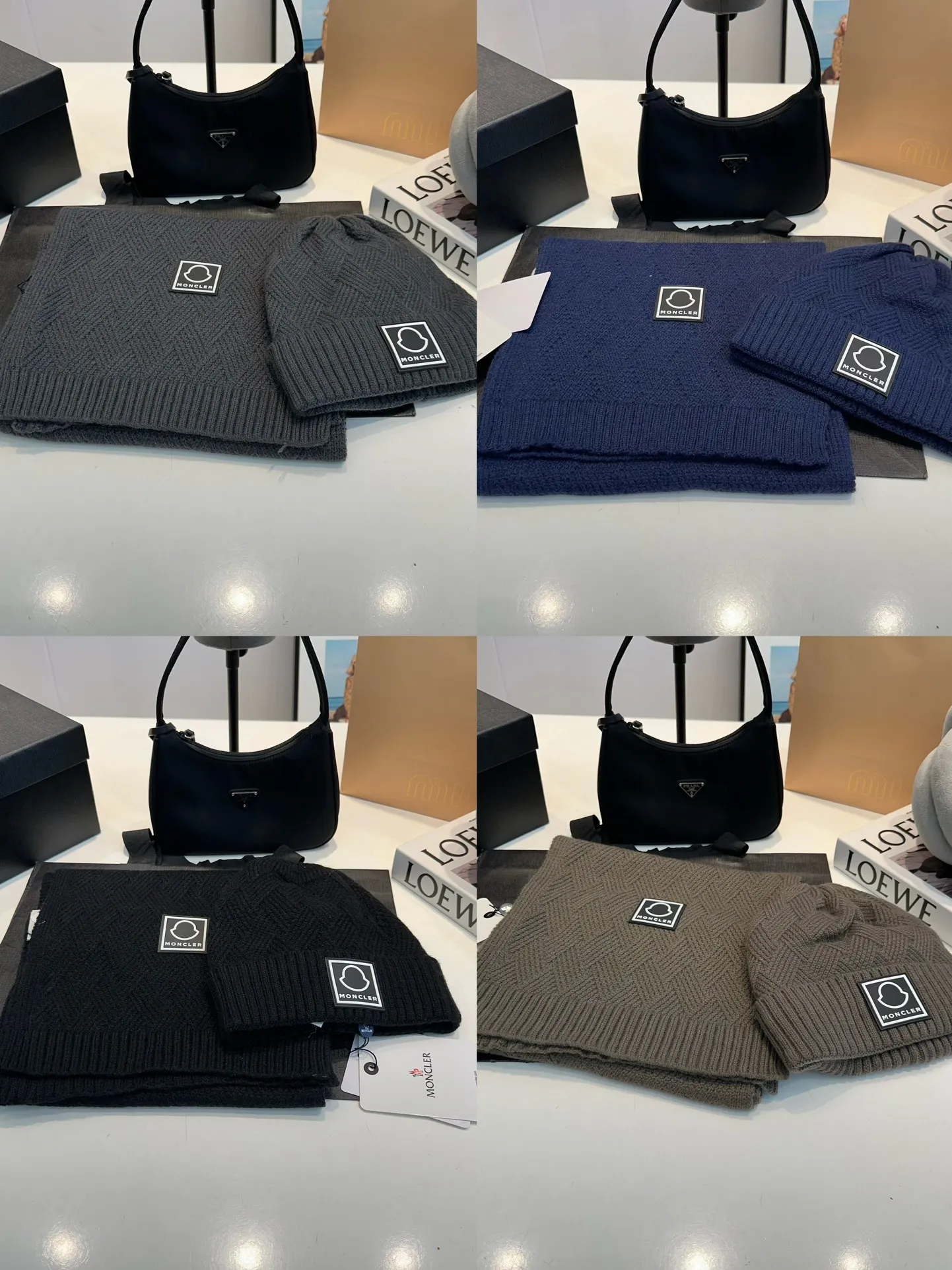 P108 MONCLER classic suit hat! Hat ➕Scarf! Cashmere and Rabbit Velvet Quality! It's warm and super comfortable~A great tool for young ladies to reduce their age in winter~This winter, all you need is a set of hats~It's warm and fashionable! Unisex model! Can be made as a couple model! Complete range of anti-counterfeiting labels and elevators! Many styles, welcome to choose!!