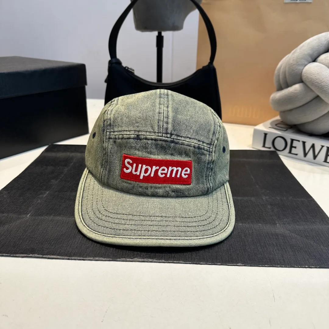 p50 SUPreme American washed denim baseball cap for men and women, street fashion brand, large head circumference, heavy industry duck cap