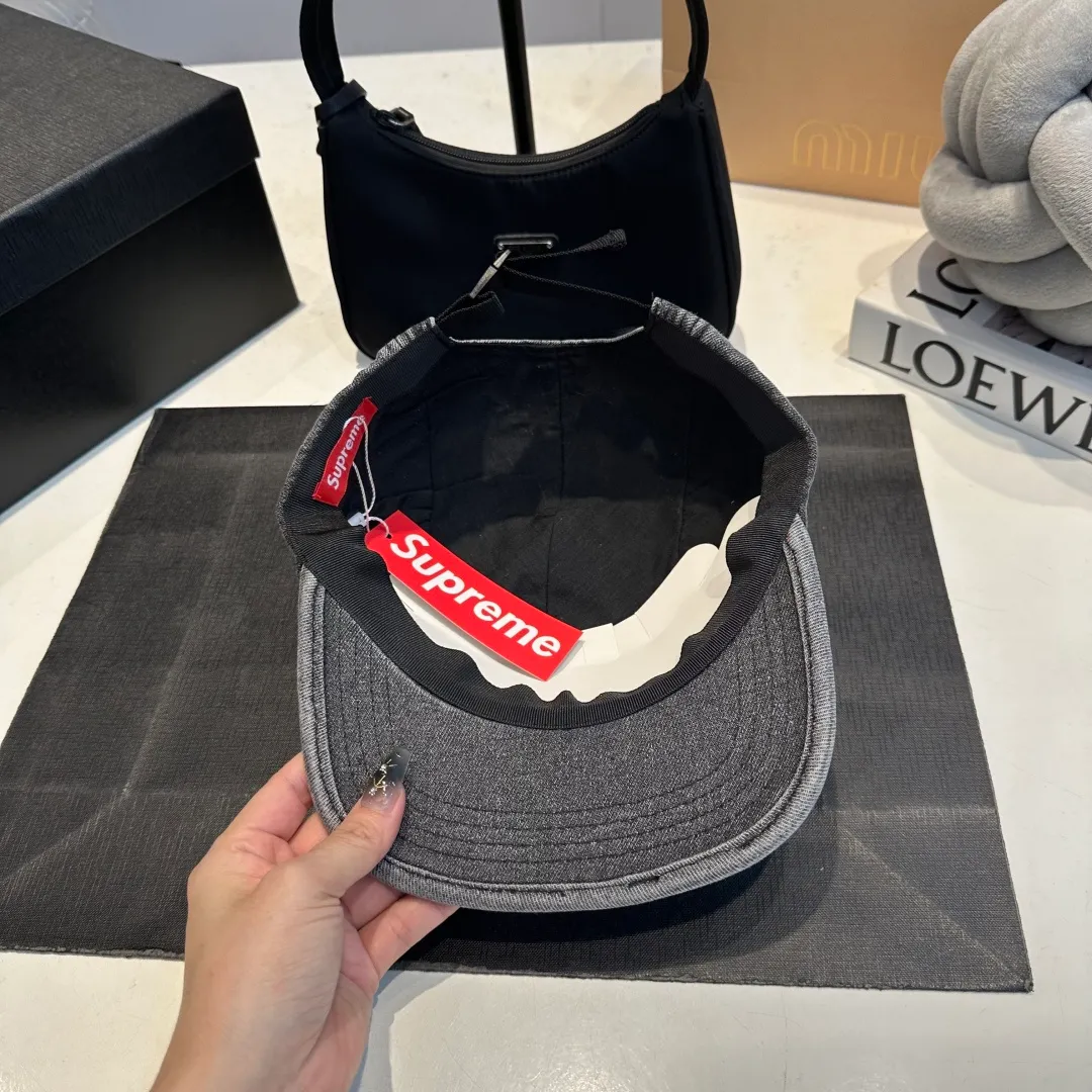 p50 SUPreme American washed denim baseball cap for men and women, street fashion brand, large head circumference, heavy industry duck cap
