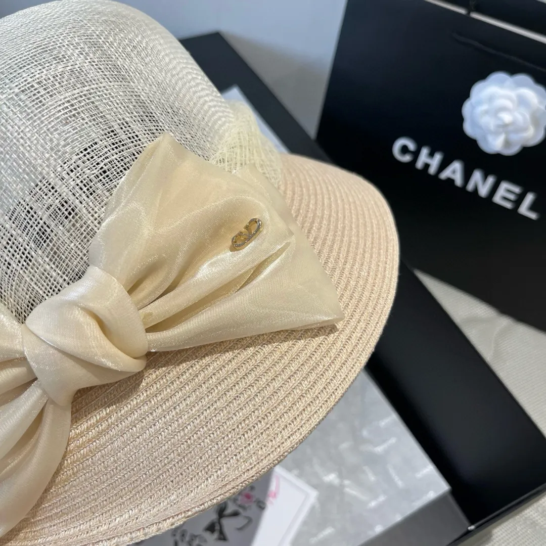 💰220¥ Valentino VELNTINO linen hat, curled top hat, head circumference 57cm