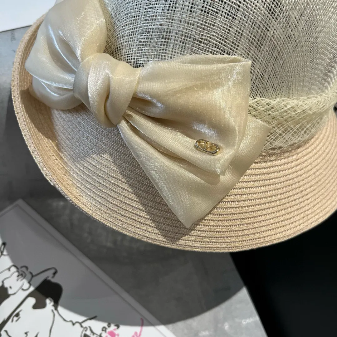 💰220¥ Valentino VELNTINO linen hat, curled top hat, head circumference 57cm