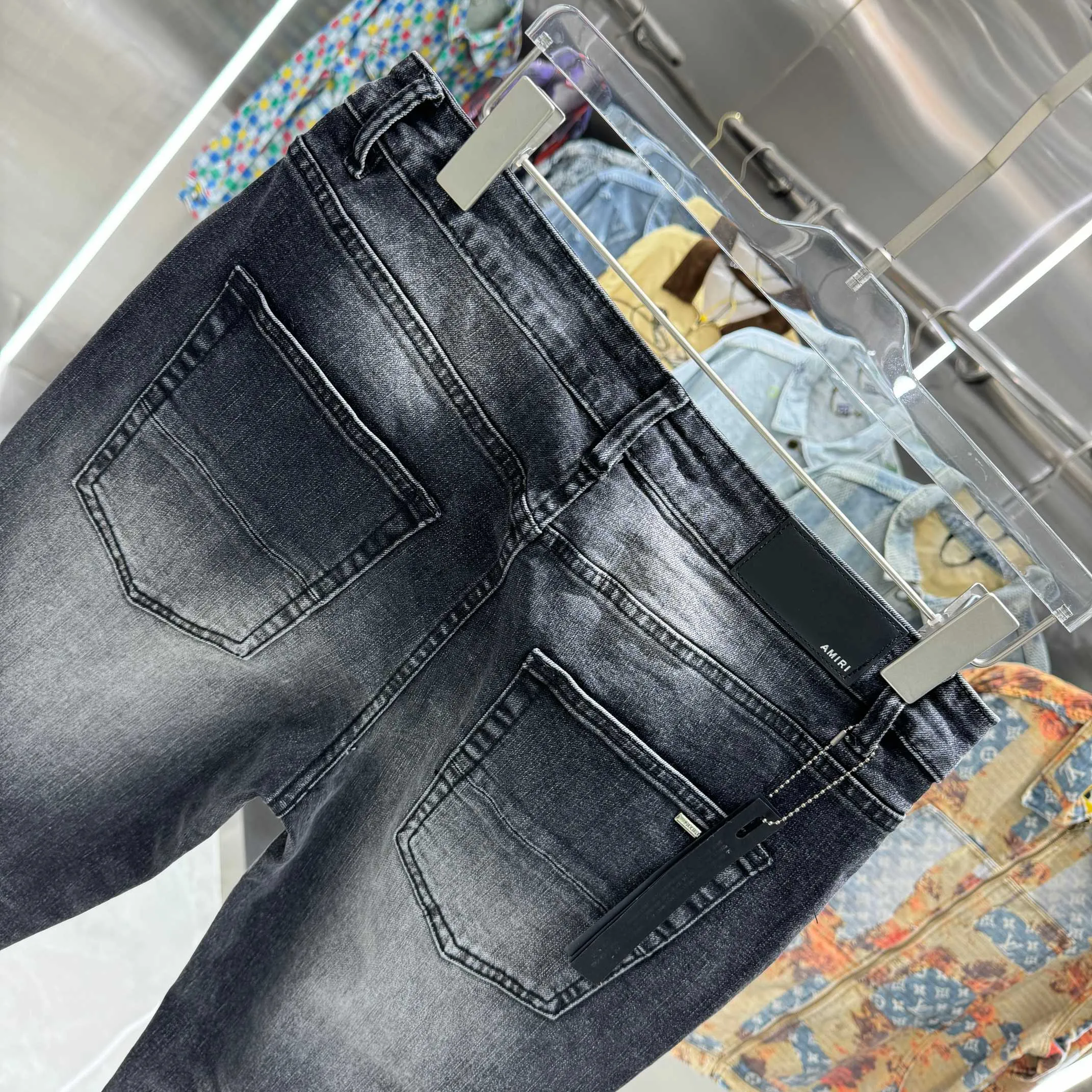 P290 Amiri ripped craft street fashion slim fit stretch jeans Color Black Size 30 32 34 36 38