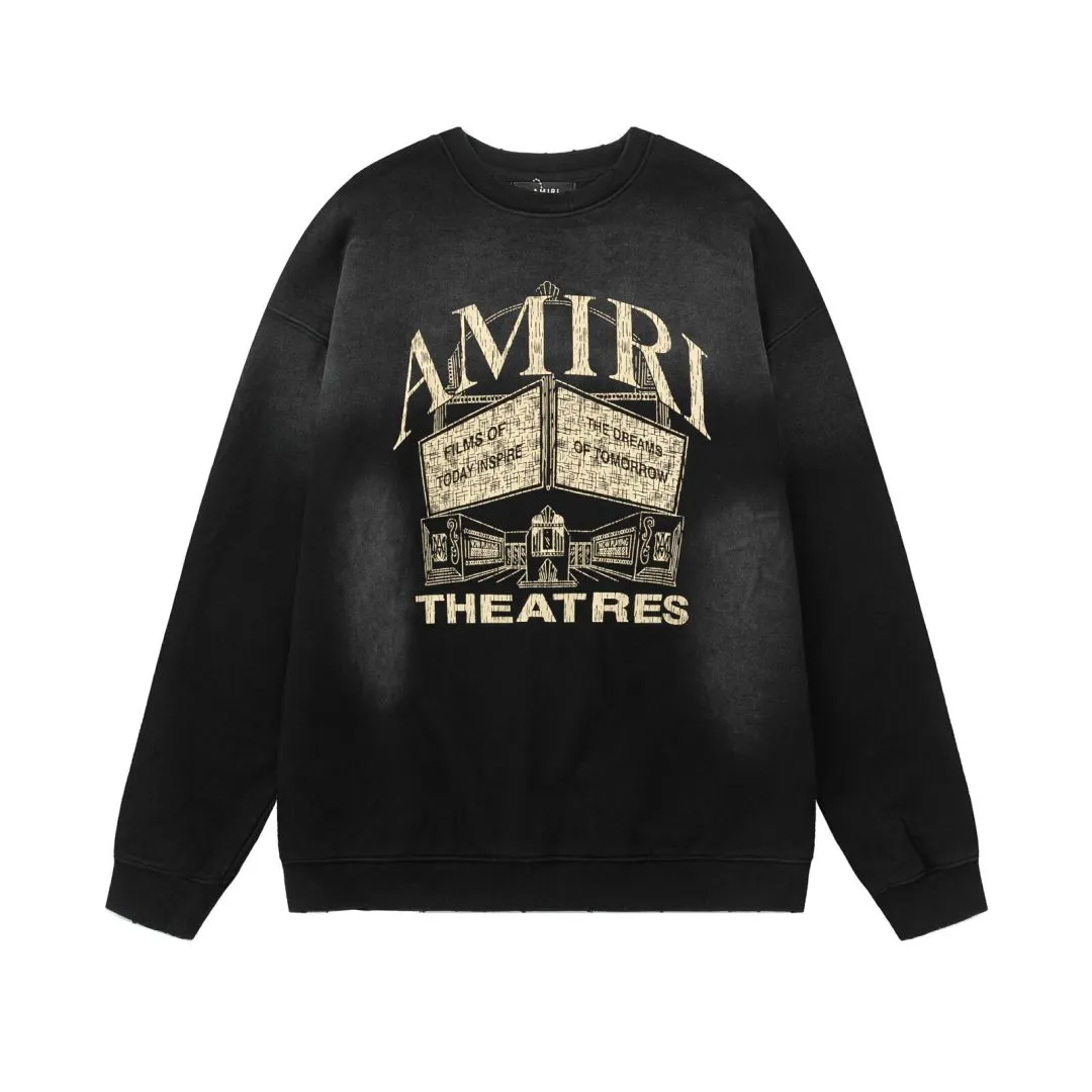 7181#P240AMIRI cracked print, distressed and washed, color: black. Size: S M L XL