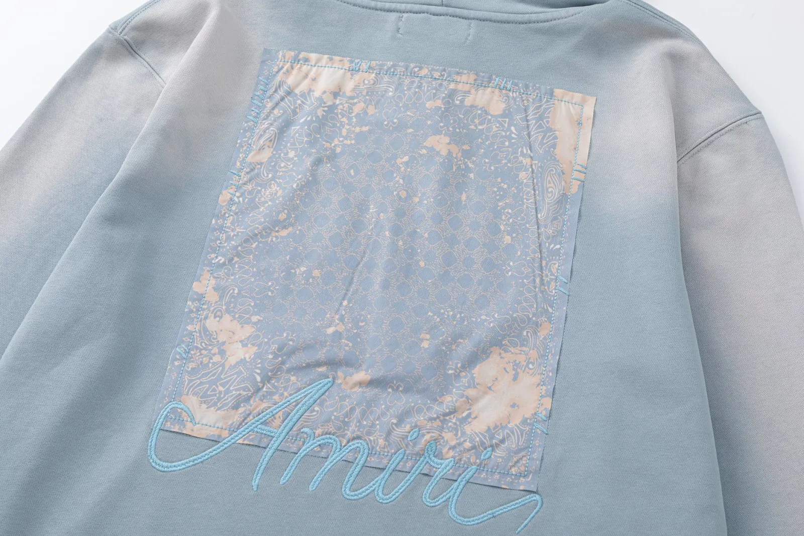 7202#P336, AMIRI patch embroidery washed style, color: black, blue, size: S M L XL