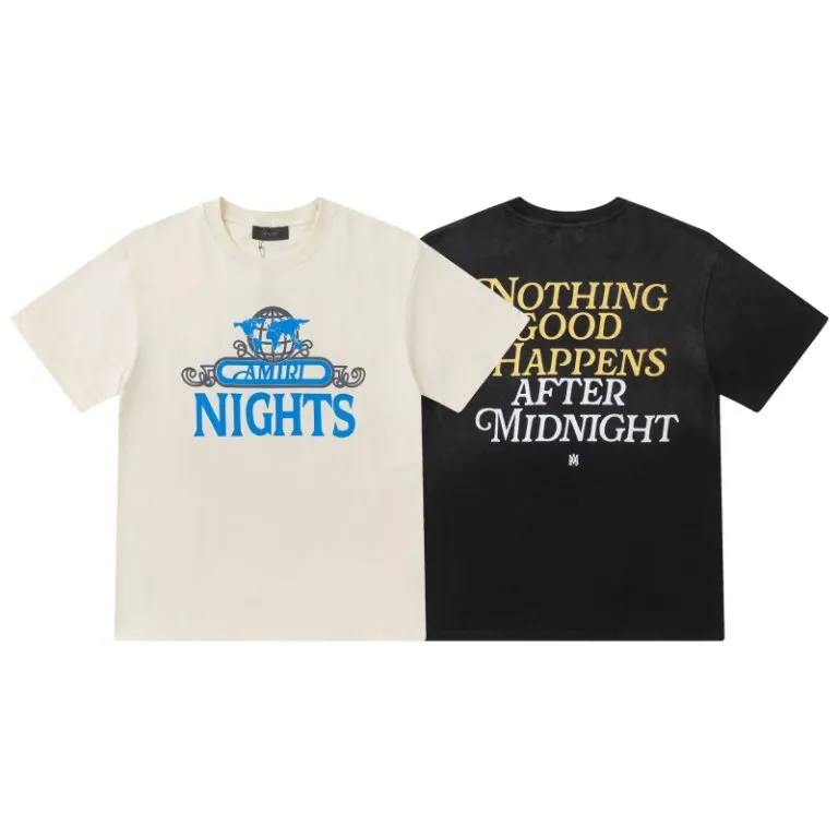 P150 8062#AMIRI earth print LOGO, color: black, apricot, size: S M L XL