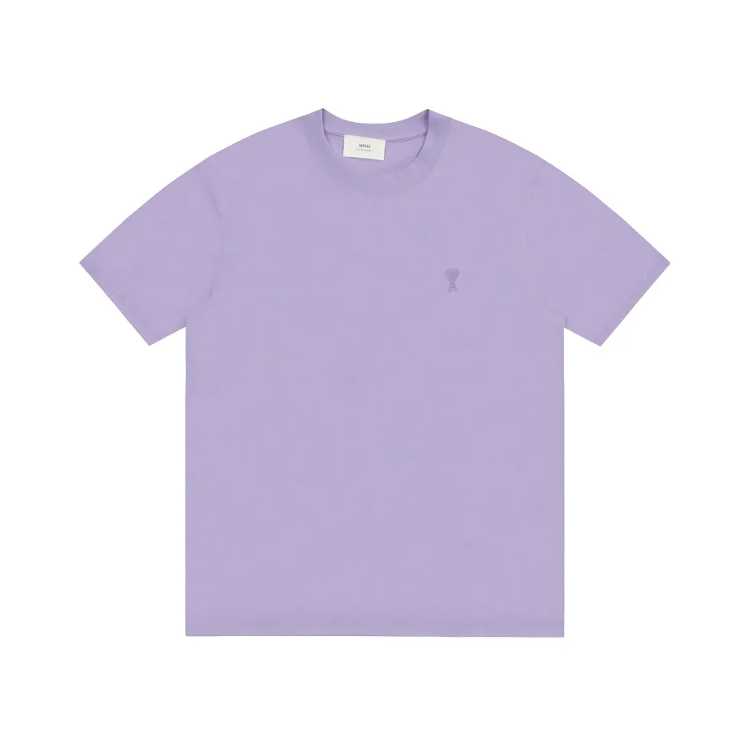 Ami Amy 2024ss autumn classic small embroidered love short sleeves ✅240G Xinjiang long-staple cotton top double yarn, shrinkage rate controlled at 2%, export-grade solid color quality, truly not easy to deform, shrink, and not fade ✅Maximum size can be worn 230 pounds, no pressure to export to Europe and the United States, size S-XL Color: 7 colors, white, black, gray, sky blue, navy, sapphire blue, dark green, coffee, brown, apricot Egg yolk, wine red, meat powder, taro purple