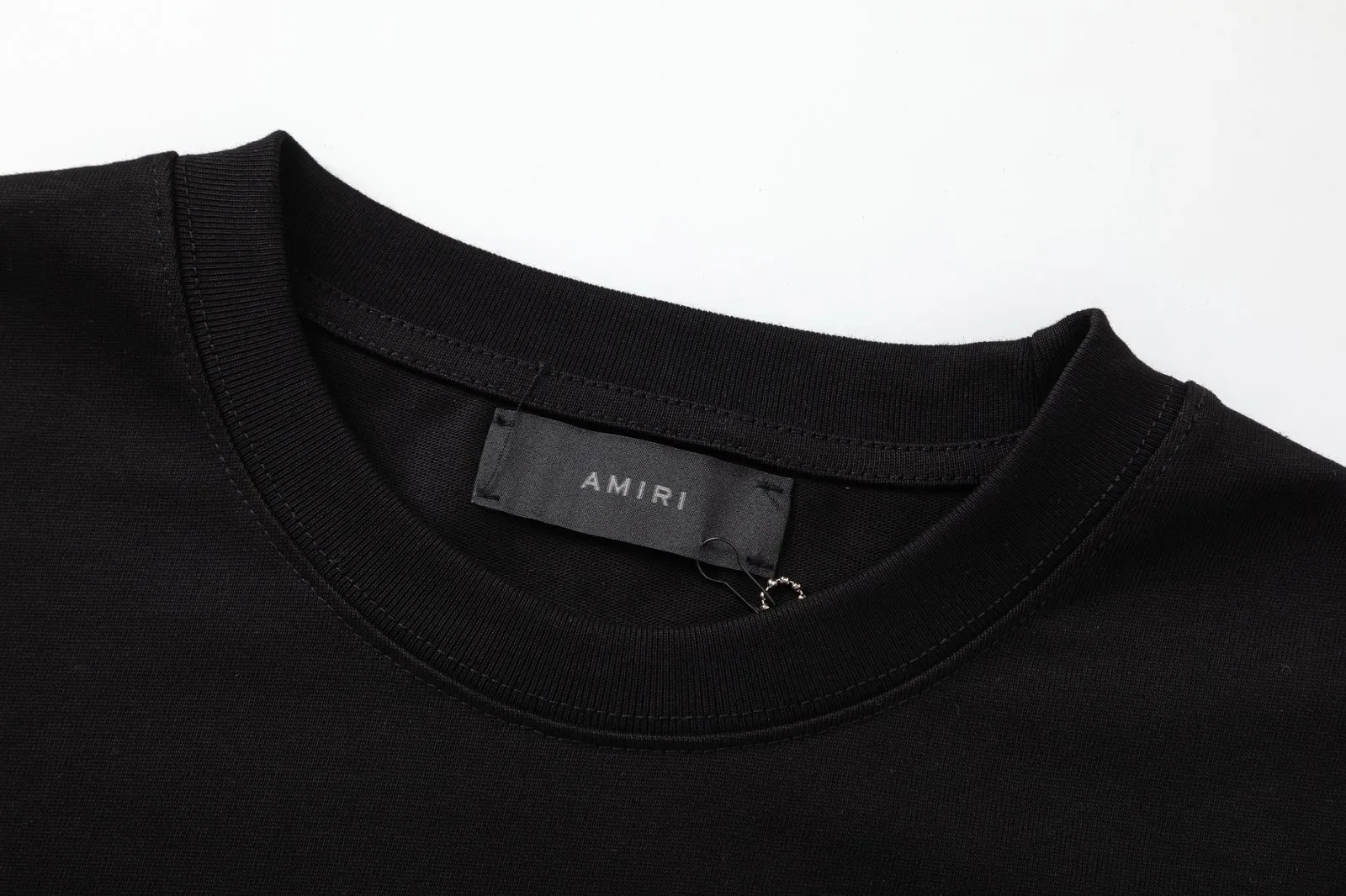 8047#P160, AMIRI hot diamond loose version short-sleeved T-shirt, made of 300 grams of fabric. Color: Black, Size: S M L XL