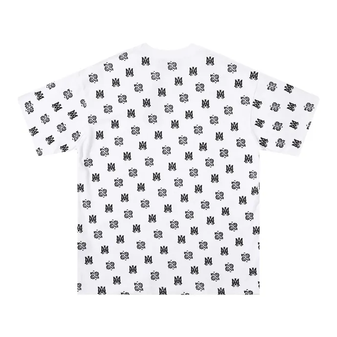 Style number: 688 P126 Fabric: 260g double yarn AMIRI 2024 spring and summer new logo round neck T-shirt high street same style for men and women loose classic letters all over printed LOGO short sleeves Color: white black code number: S M L XL