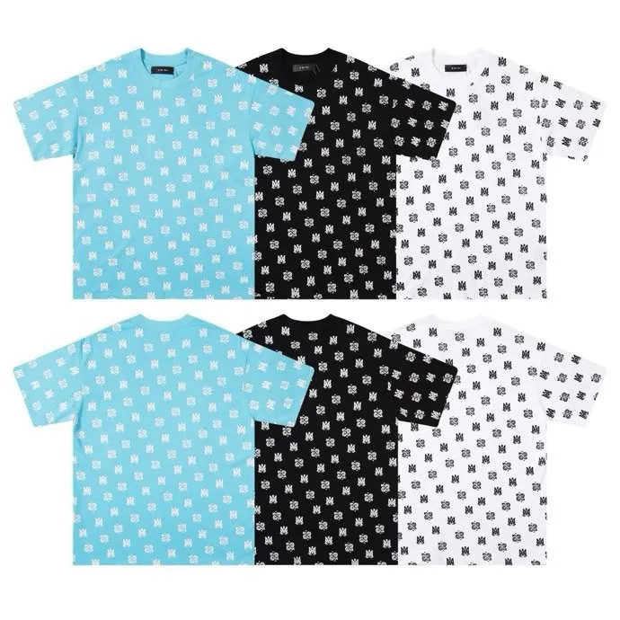 Style number: 688 P126 Fabric: 260g double yarn AMIRI 2024 spring and summer new logo round neck T-shirt high street same style for men and women loose classic letters all over printed LOGO short sleeves Color: white black code number: S M L XL