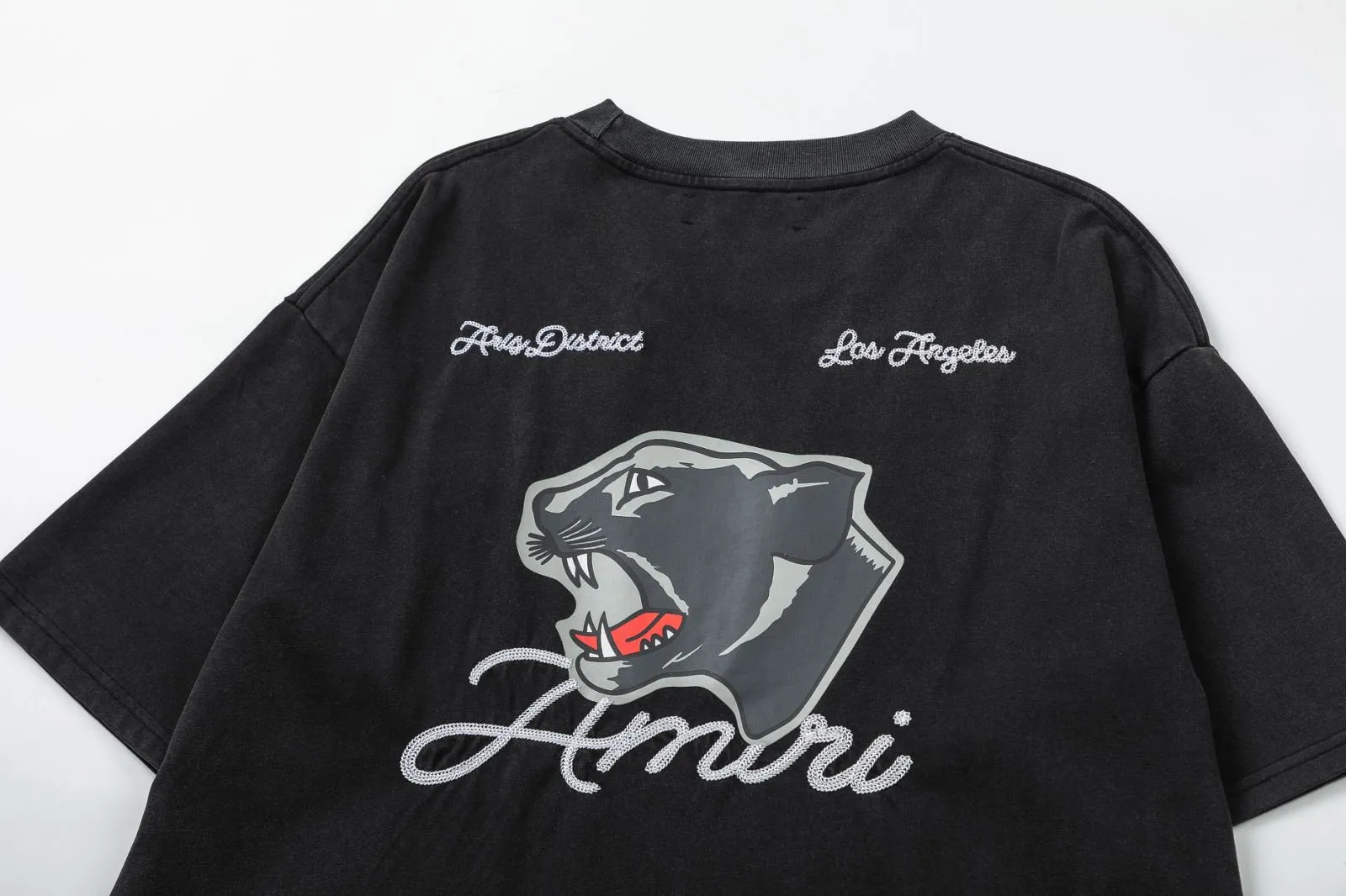 8017#P156amiri washed style with embroidered logo, made of 300g fabric, color: black. Size: S M L XL