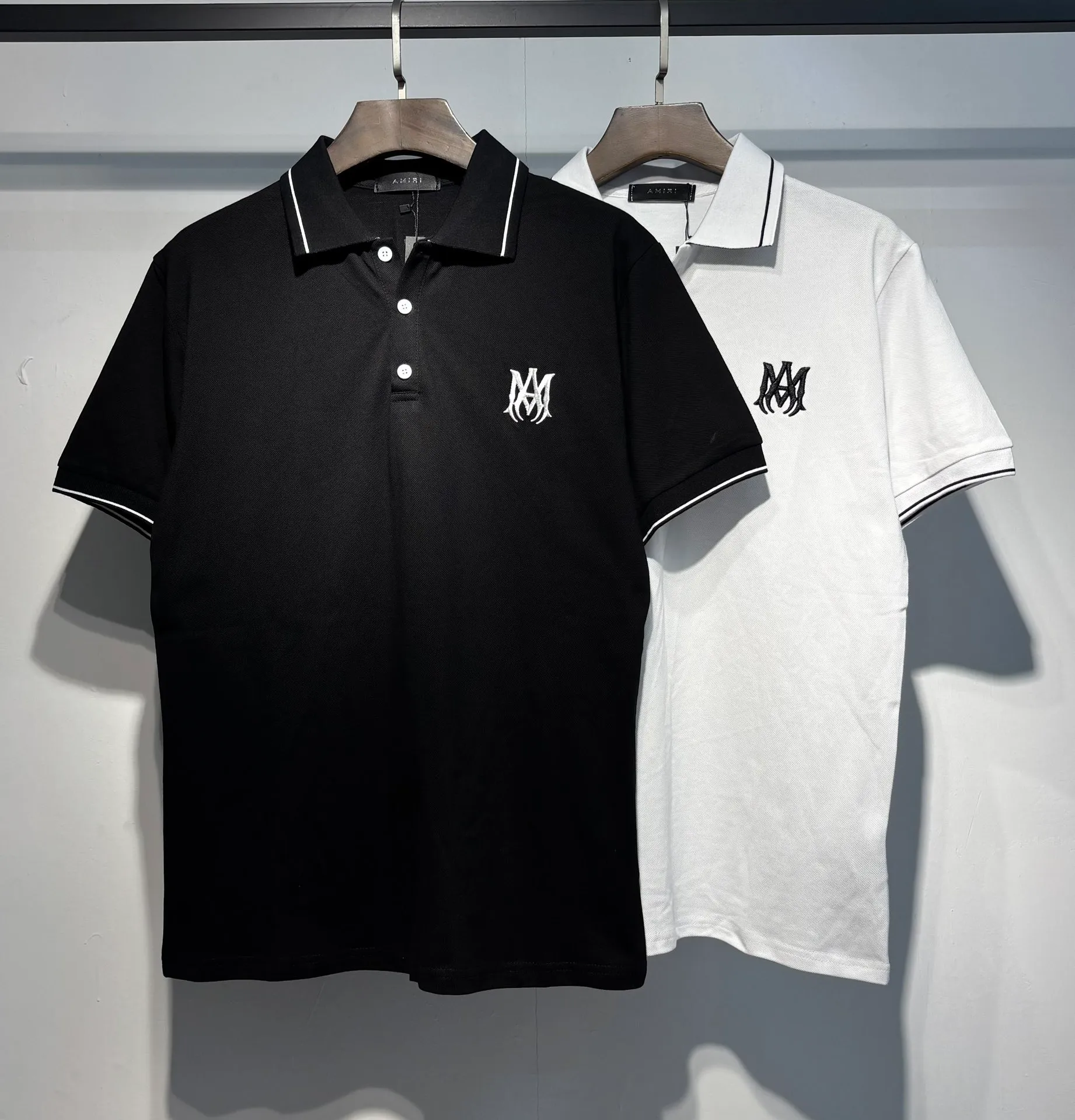 P166 New AMIRI embroidered POLO reverse collar shirt S. M. L. XL