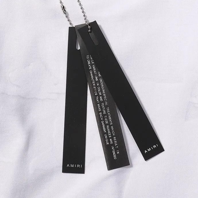 P126 Fabric: 260g double yarn AMIRI 2025 spring and summer new logo round neck T-shirt high street same style for men and women loose classic letter hot silver print short sleeves Color: black. White Size: S M L XL