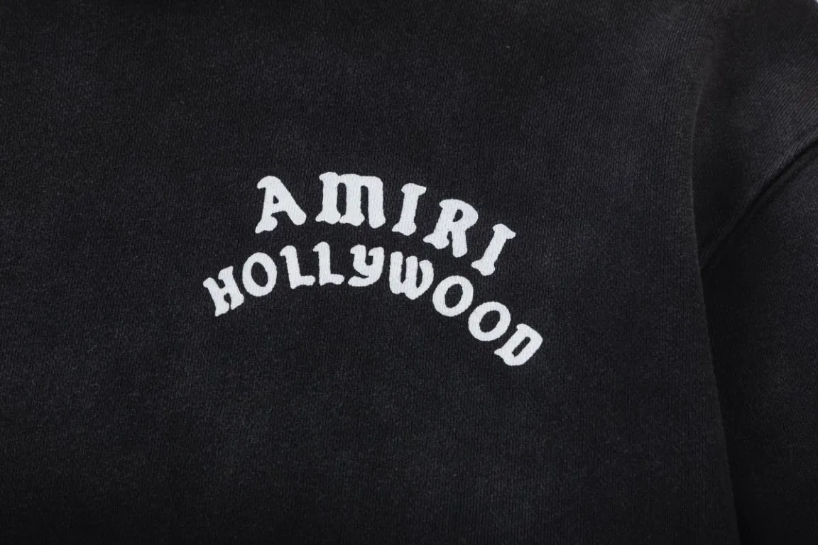 P320 7200#AMIRI classic letter logo printing, using 480 fabric washing process, color: black, size: S M L XL