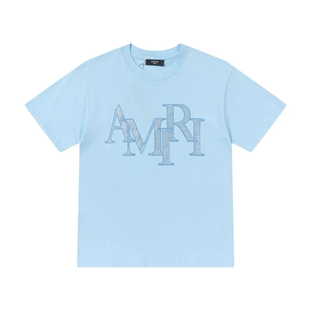 7152#P160AMIRI hot diamond LOGO, color: black, green, light blue. Size: S M L XL
