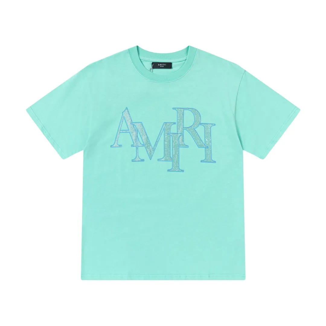 7152#P160AMIRI hot diamond LOGO, color: black, green, light blue. Size: S M L XL