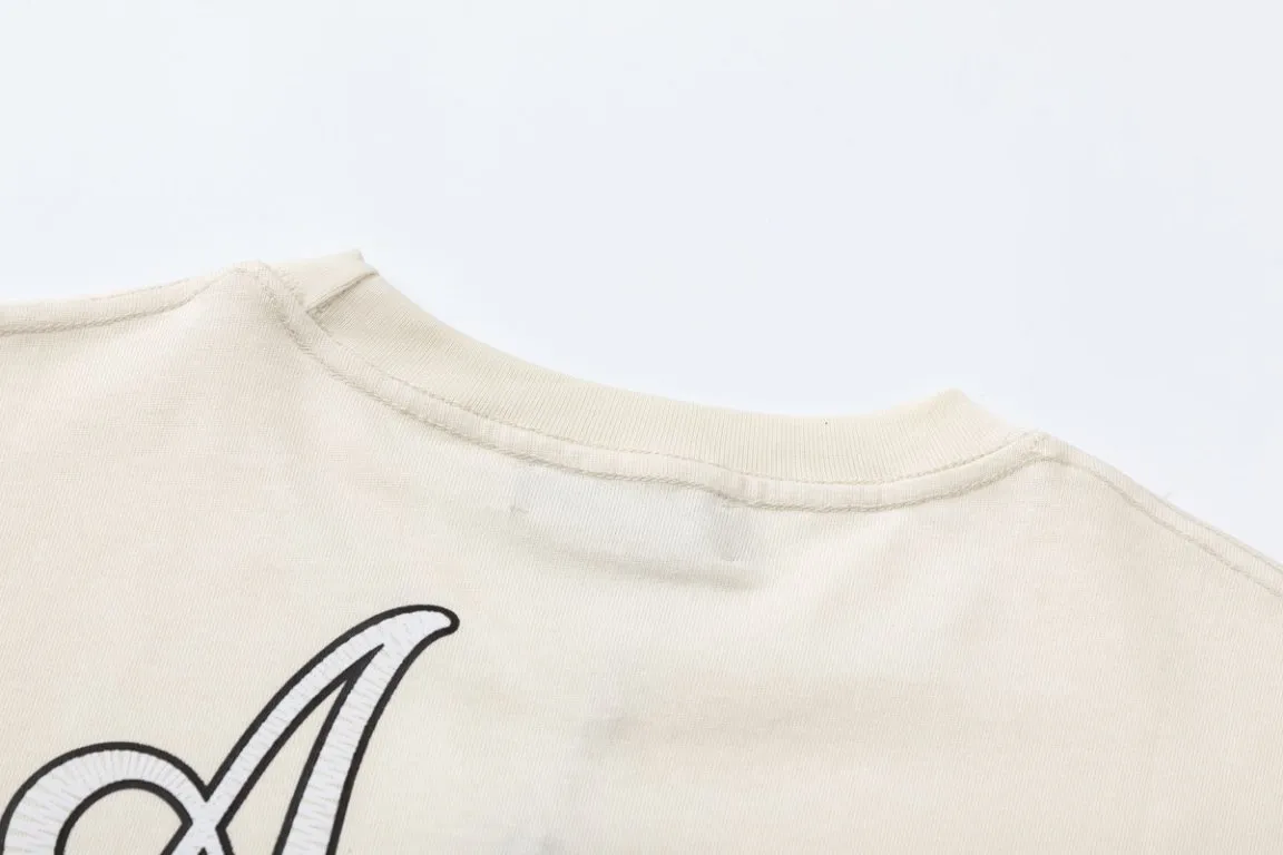 P142 8069#AMIRI suede letter craft, using 300 grams of fabric, color: black, apricot, size: S M L XL