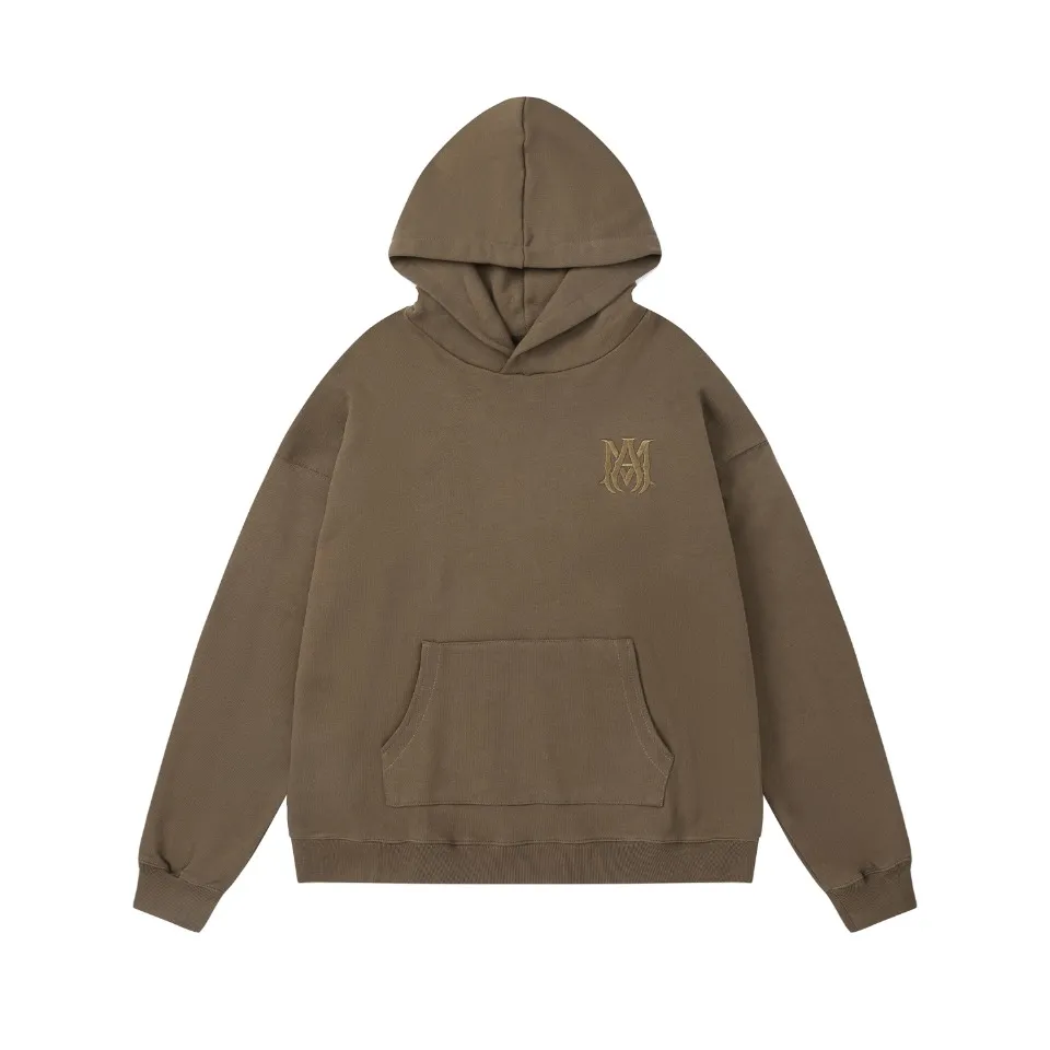 7020#P300AMIRI cross letter embroidery, hooded pullover long-sleeved tops, jackets, sweatshirts, men's and women's trendy high street designers. Color: black, coffee. Size;S M L XL