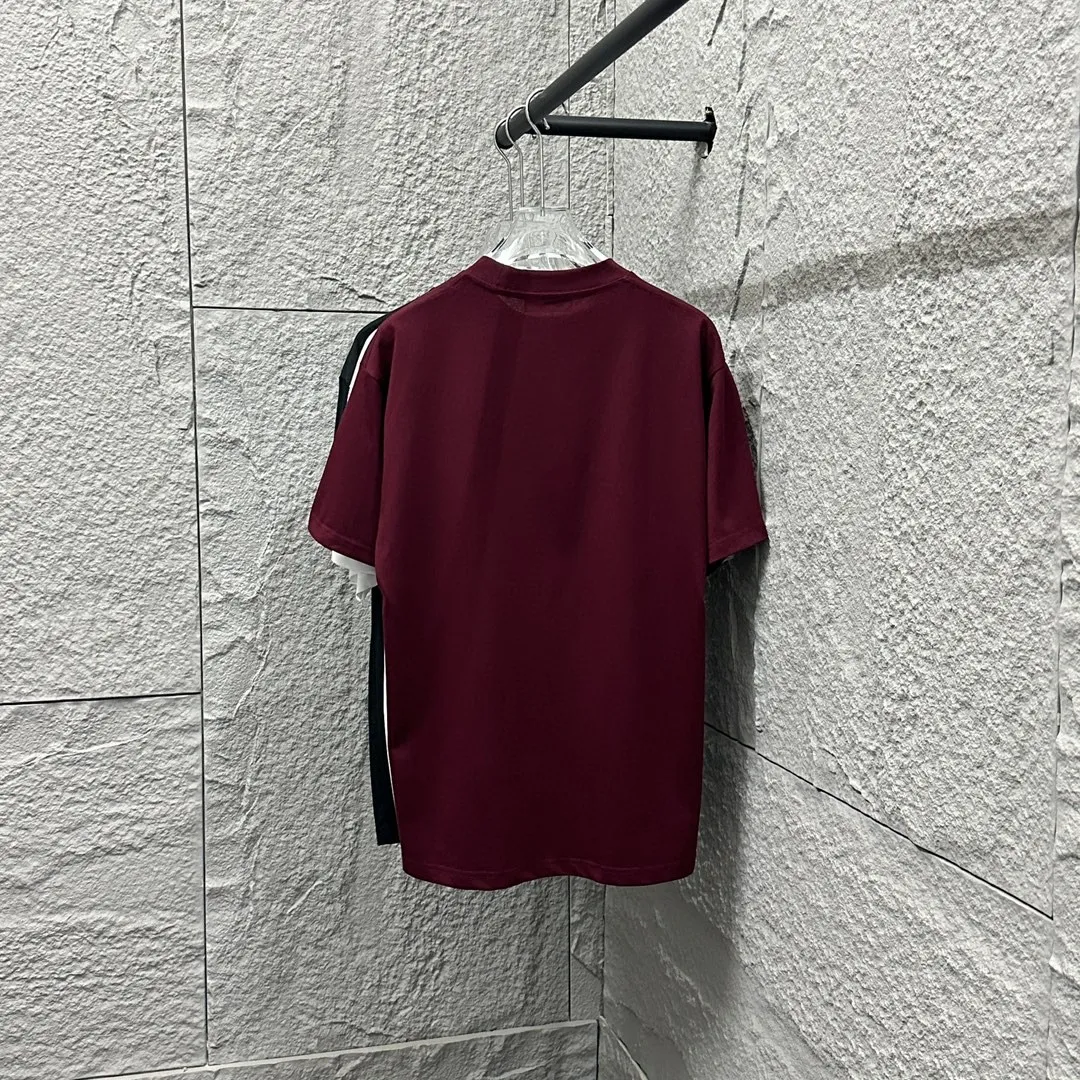 🅿️180 Ami* 2025 Spring and Summer New Style Embroidered yellow little love Customized double yarn plain cotton fabric Short-sleeved T-shirt Uniform for men and women Color: Black White Floral Gray Angora Red Size: S (90-130 catties) M (120-150 catties) L (140-165 catties) XL (160-180 catties) XXL (180-210 pounds)