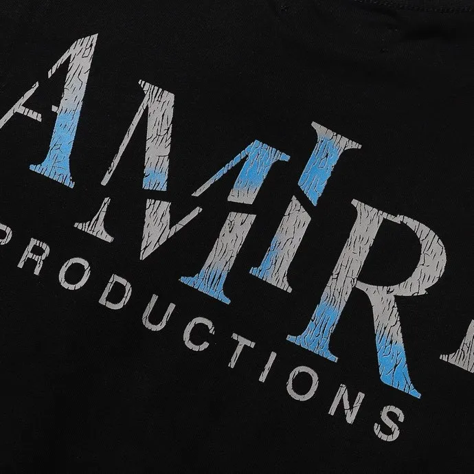 Style number: 720 P126 Fabric: 260g double yarn AMIRI 2025 spring and summer new logo round neck T-shirt high street men and women loose classic letter mask short sleeves Color: black. Size: S M L XL