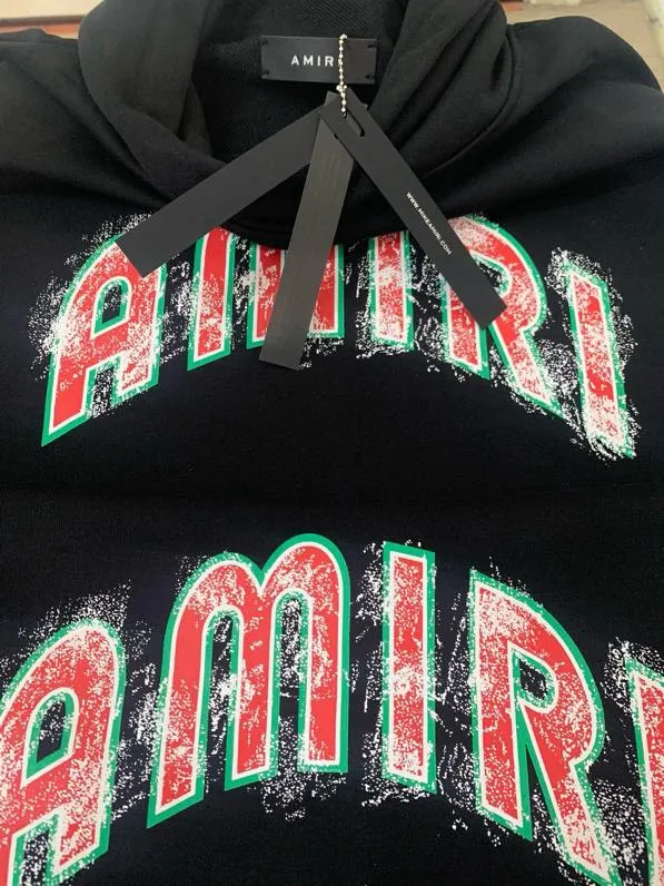 884 model P220 high quality 360g pure cotton terry AMIRI real shot sweatshirt black hanging shot S. M. L. XL