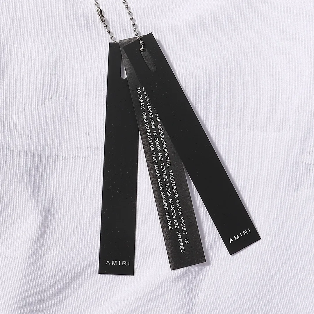 P126 Fabric: 260g double yarn, AMIRI 2025 spring and summer new logo round neck T-shirt, high street, same style for men and women, loose classic hot silver lettering printed short sleeves. Color: black. White Size: S M L XL
