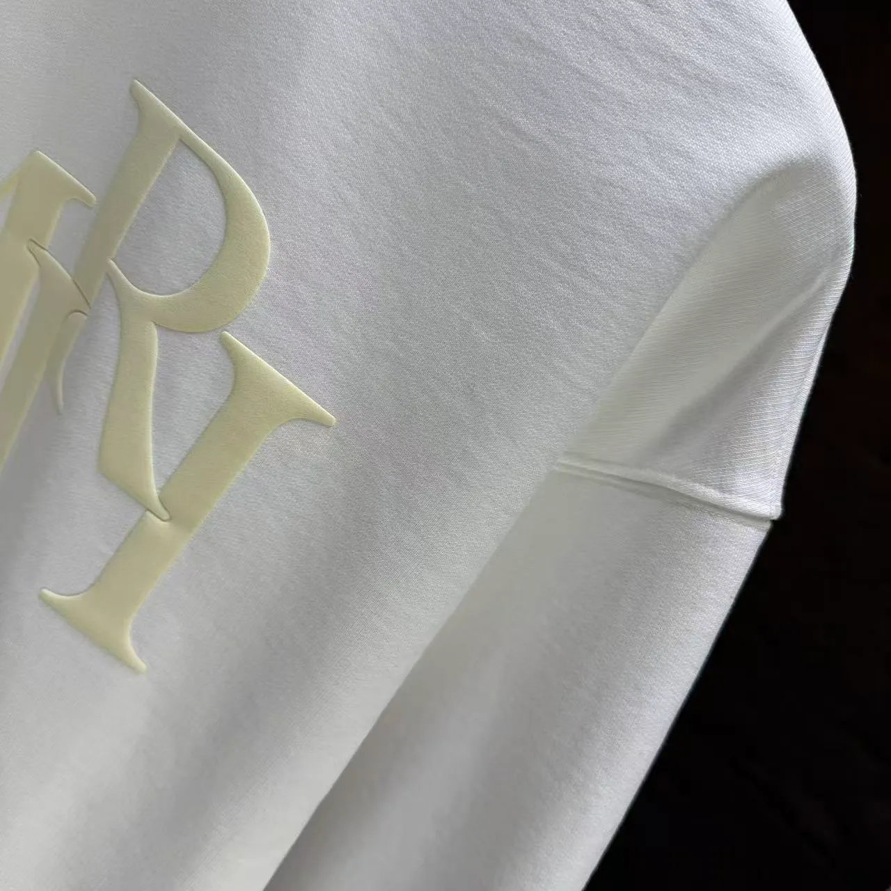 P200 AMIRI* 2025 autumn and winter new round neck sweatshirt 400g terry cotton letter logo three-dimensional foam Color: Black White Gray Purple Size: S M L XL XXL