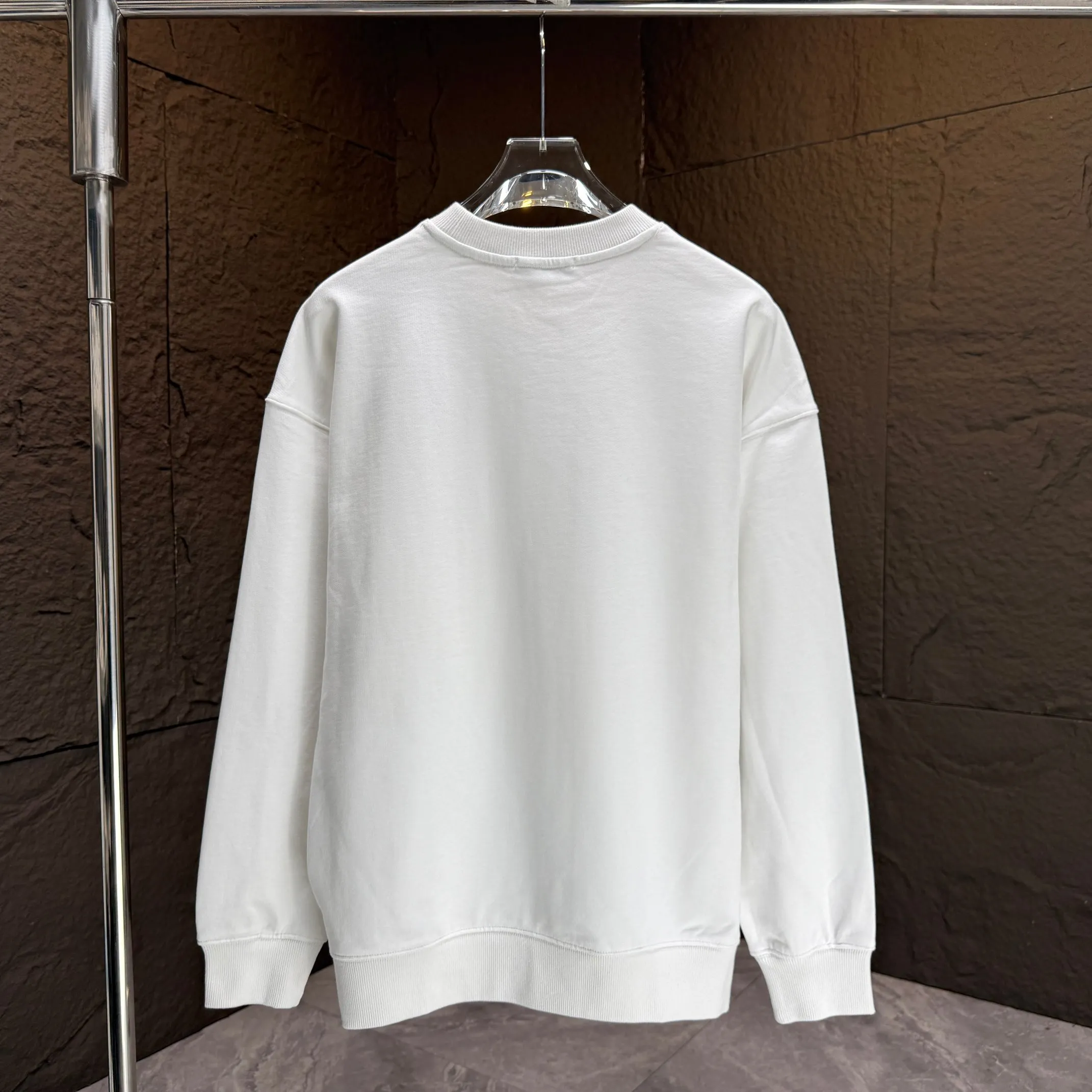 P200 AMIRI* 2025 autumn and winter new round neck sweatshirt 400g terry cotton letter logo three-dimensional foam Color: Black White Gray Purple Size: S M L XL XXL