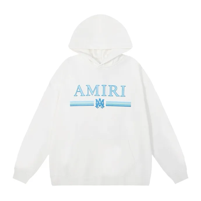 Style number: 879 P220 Fabric: 360g pure cotton terry sweatshirt AMIRI 2025 new autumn and winter logo hooded terry sweatshirt high street unisex loose classic letter jacket Color: Black White Size: S M L XL