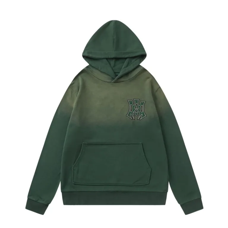 P330 7193#AMIRI classic logo patch embroidery, using 480g weight fabric washing process, color: black, green, size: S M L XL