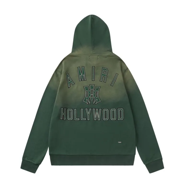 P330 7193#AMIRI classic logo patch embroidery, using 480g weight fabric washing process, color: black, green, size: S M L XL