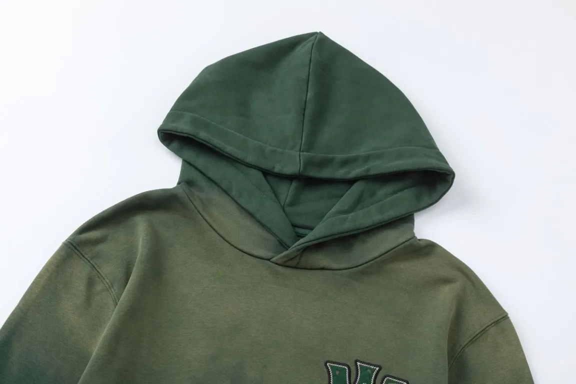 P330 7193#AMIRI classic logo patch embroidery, using 480g weight fabric washing process, color: black, green, size: S M L XL