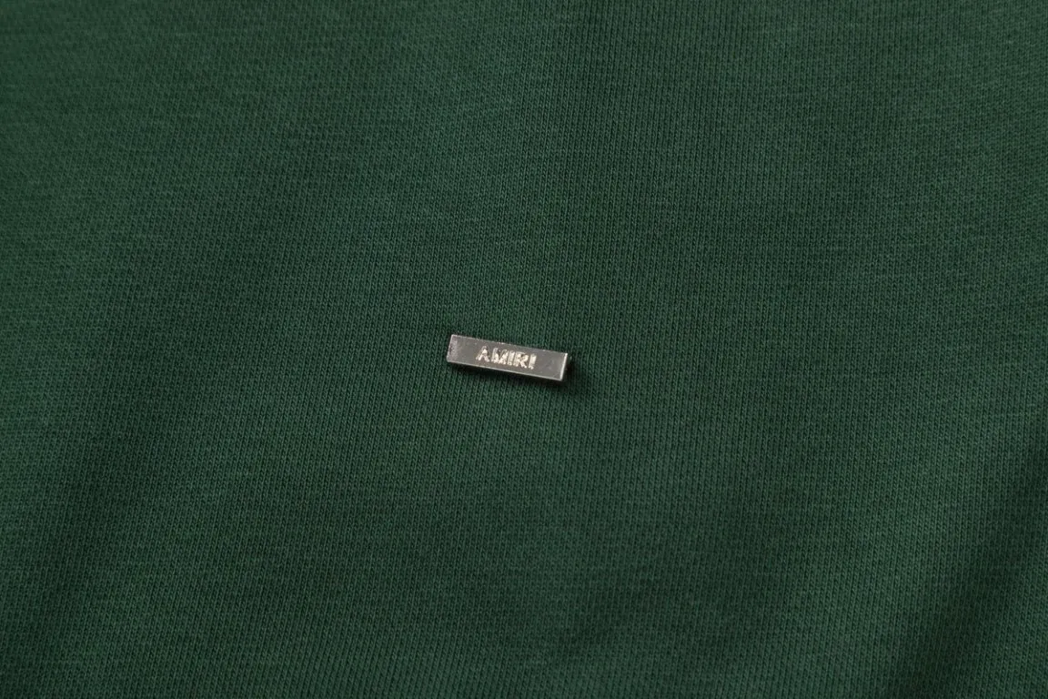 P330 7193#AMIRI classic logo patch embroidery, using 480g weight fabric washing process, color: black, green, size: S M L XL