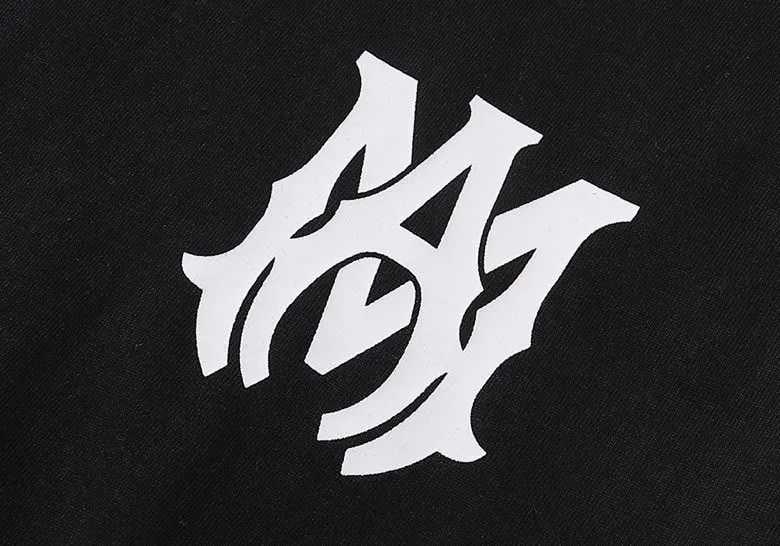 Style number: 653 P114 Fabric: 260g double yarn AMIRI 2025 spring and summer new logo round neck T-shirt high street men and women loose classic solid color letter short sleeves Color: black white Size: S M L XL