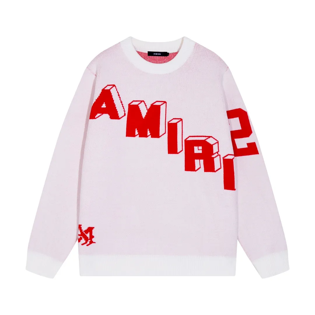 P280 AMIRI 2024 new sweater with 22 letters large logo on the back Color: White Black Size: S M L XL XXL